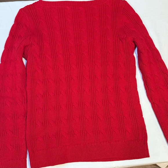 Lauren Ralph Lauren Red  Cable Knit Sweater NWT - Picture 4 of 5